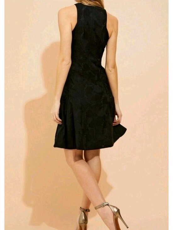 HALSTON HERITAGE NWT SLEEVELESS HIGH NECK TULIP SKIRT JACQUARD DRESS SIZE 8 - Picture 6 of 11